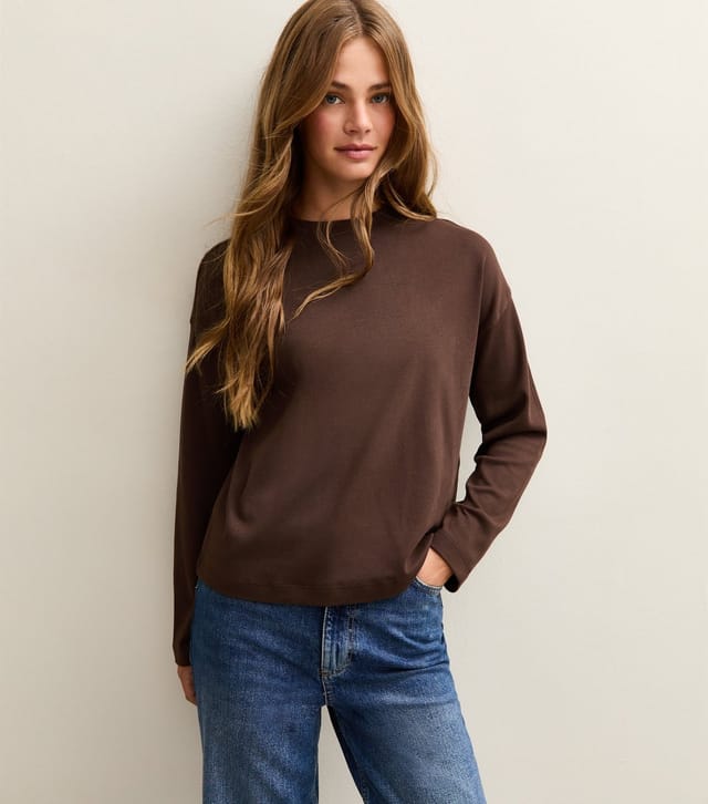 New Look Women's Premium Brown Cotton Long Sleeve T-Shirt New Look - 3