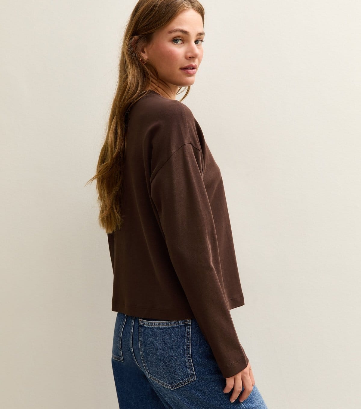 New Look Women's Premium Brown Cotton Long Sleeve T-Shirt New Look - 4