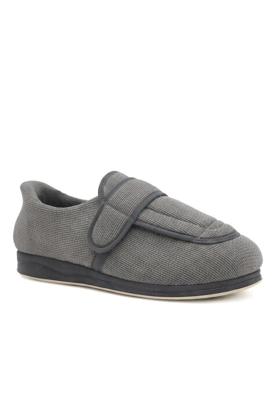 Easyfit Easyfit Men's Extra Wide Touch Fasten Slippers in Grey