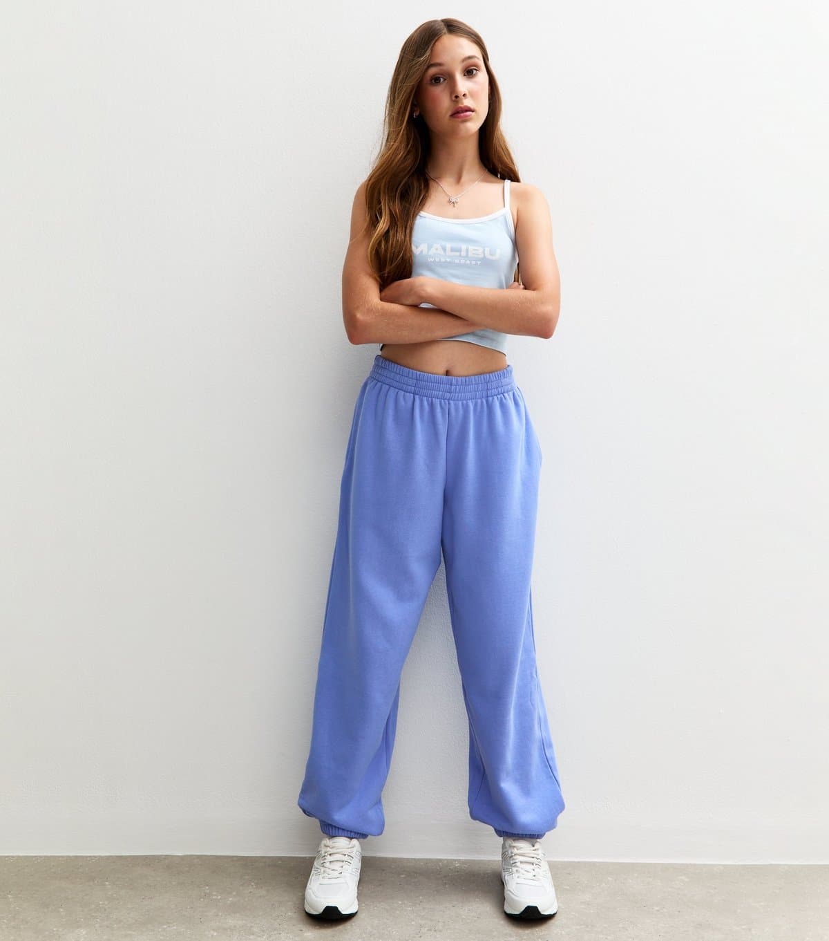 New Look New Look Blue Jersey Oversized Cuff Joggers