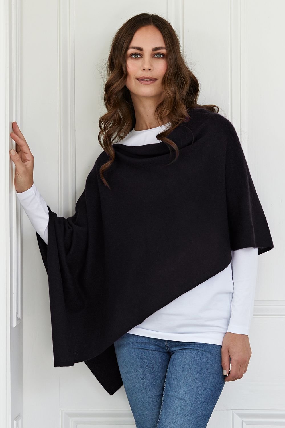 Cove Cove Women's Lucy 4-way Cashmere Poncho in Black - 2