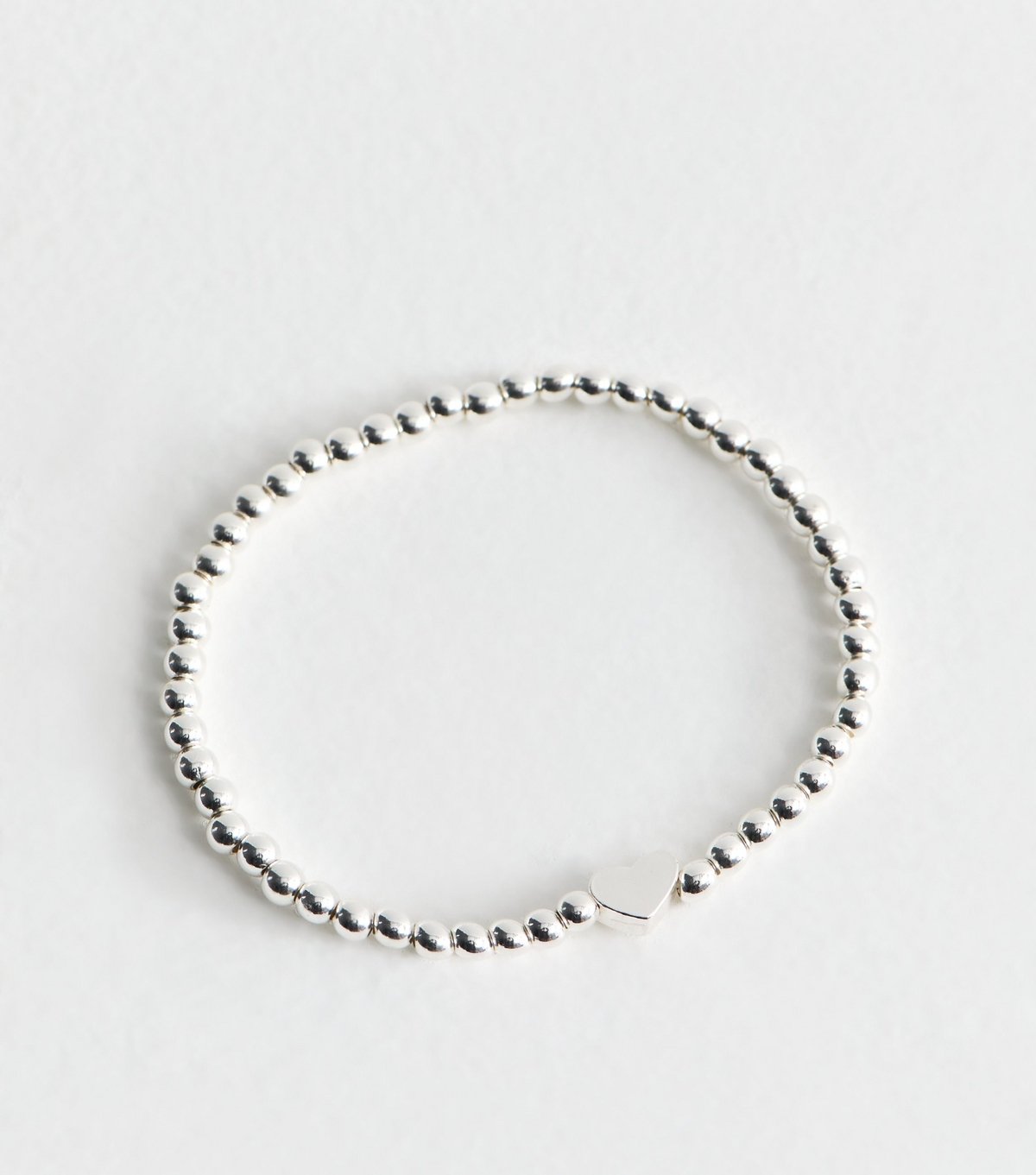 New Look Silver Tone Beaded Heart Charm Bracelet New Look - 3