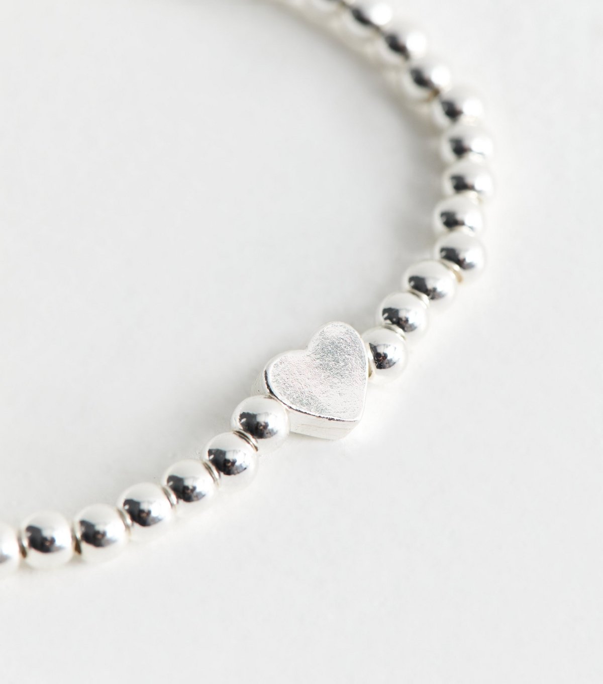 New Look Silver Tone Beaded Heart Charm Bracelet New Look - 4