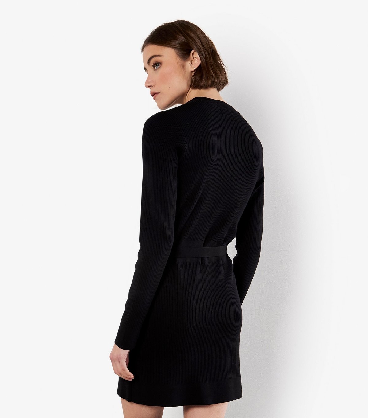 Apricot Women's Black Button Ribbed Mini Dress Apricot New Look - 3