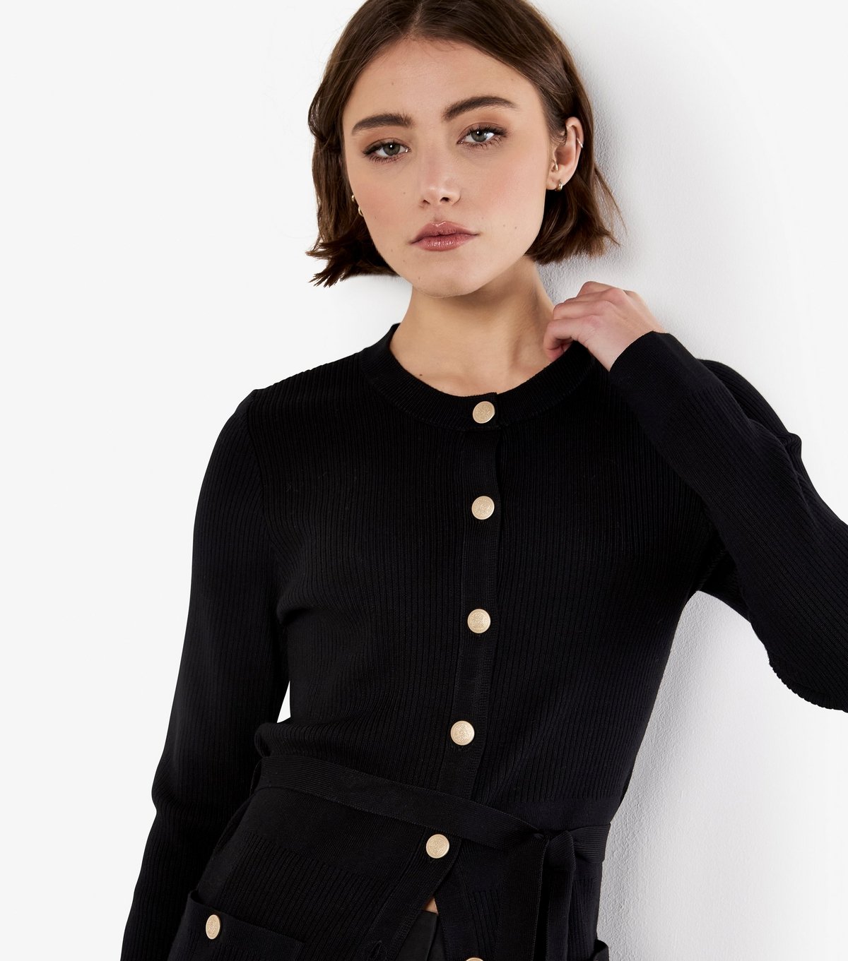 Apricot Women's Black Button Ribbed Mini Dress Apricot New Look - 4