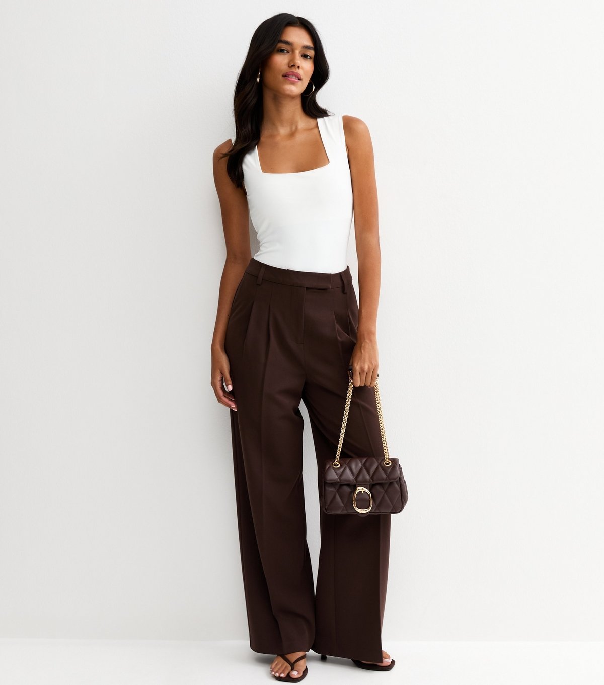 New Look Women's White Slinky Square Neck Sleeveless Bodysuit New Look - 3