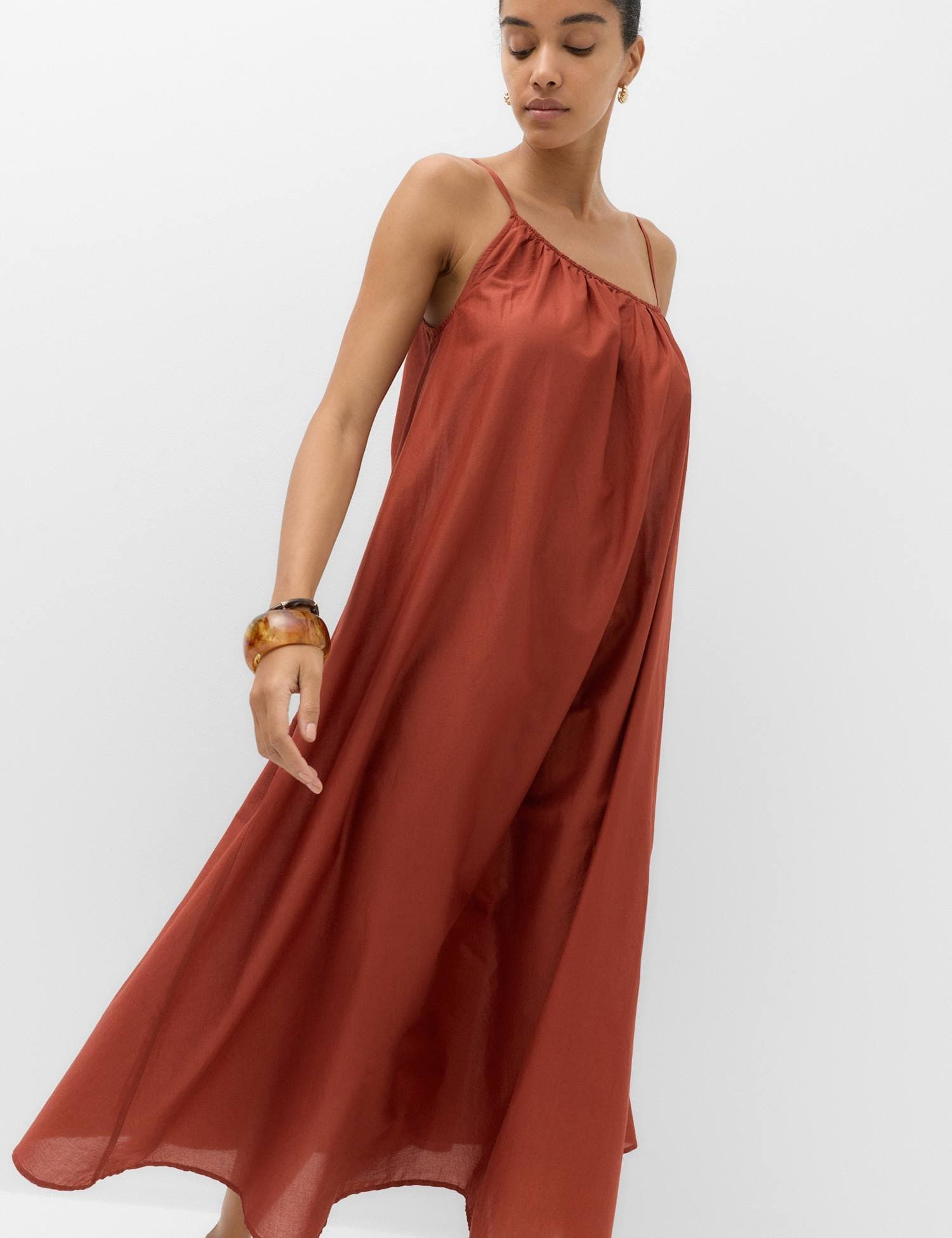 Marks & Spencer M&S Pure Cotton Asymmetric Maxi Beach Dress Redwood