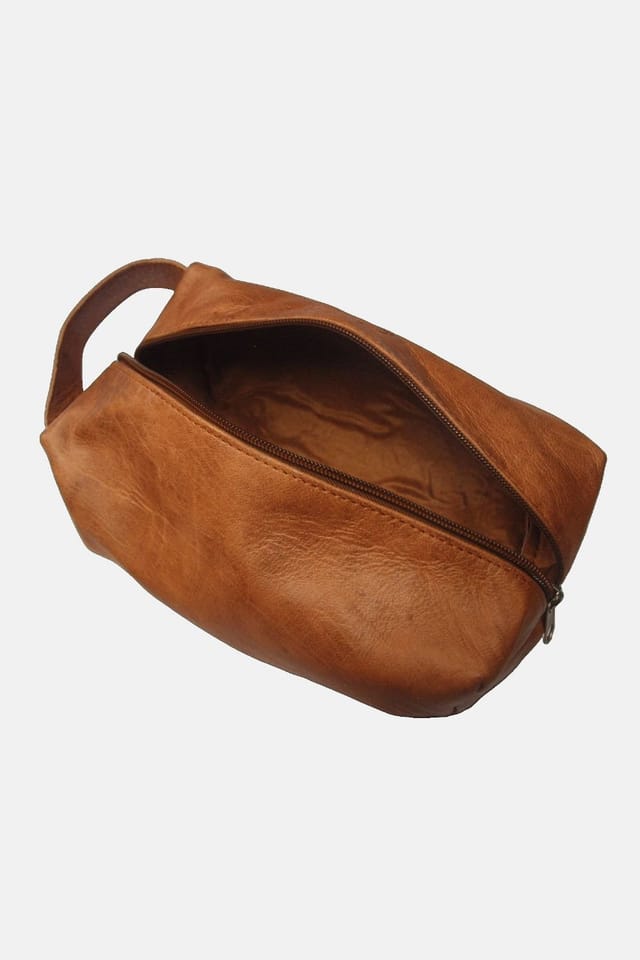 Berber Leather Berber Leather Men's Wash Bag in Tan - 2