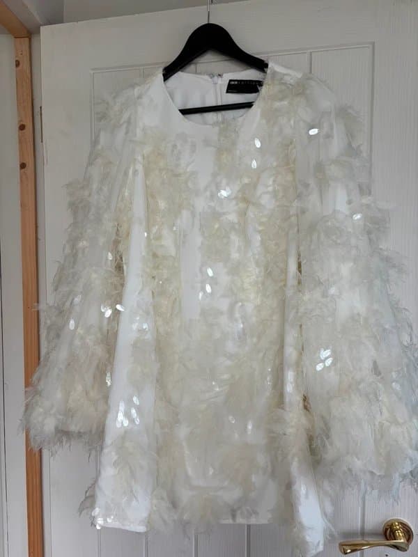 ASOS ASOS edition feather sequin dress in cream