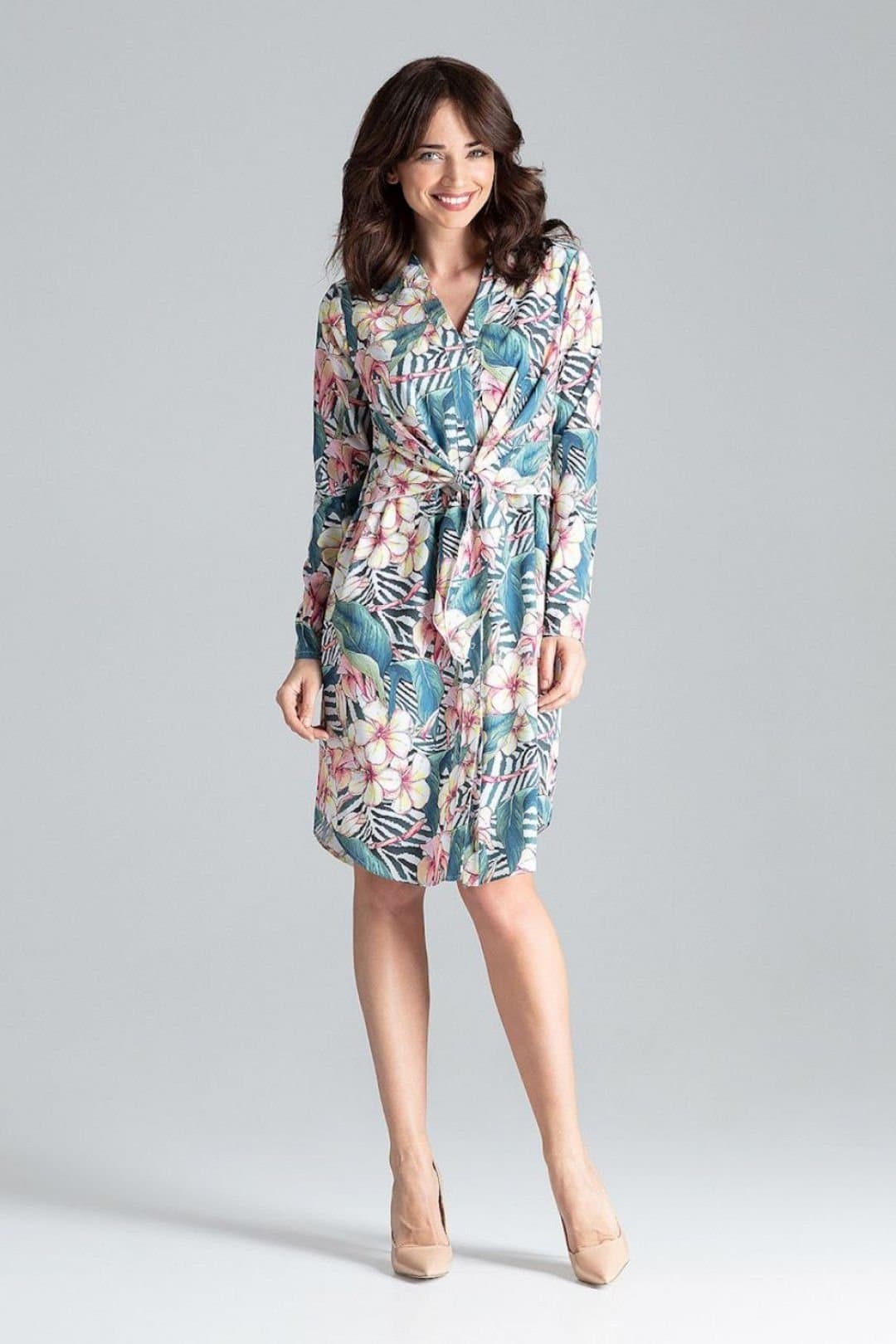 Love Lace Love Lace Women's Figure Flattering Shirt Dress with Waist Tie
