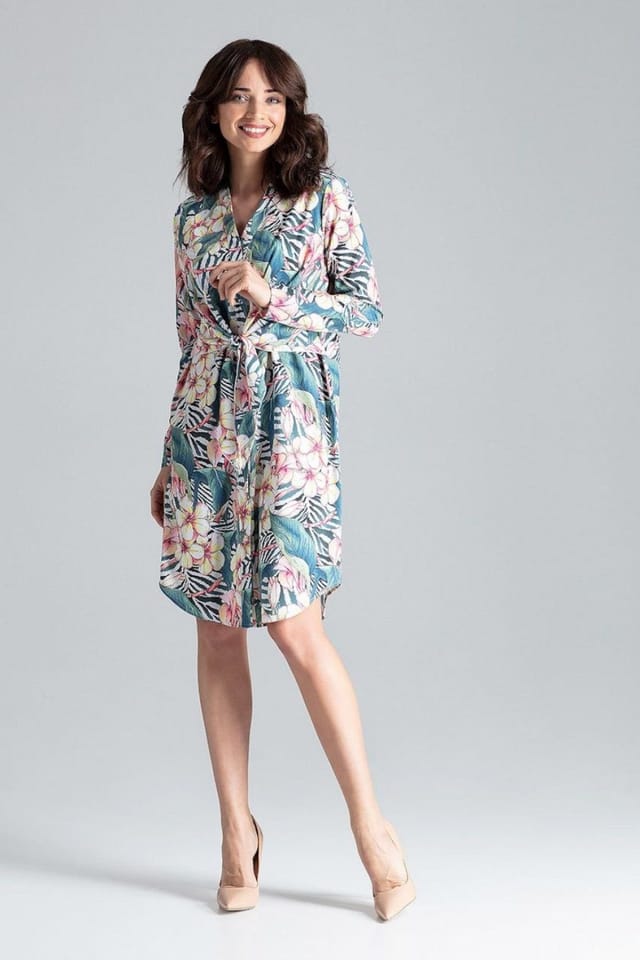 Love Lace Love Lace Women's Figure Flattering Shirt Dress with Waist Tie - 2