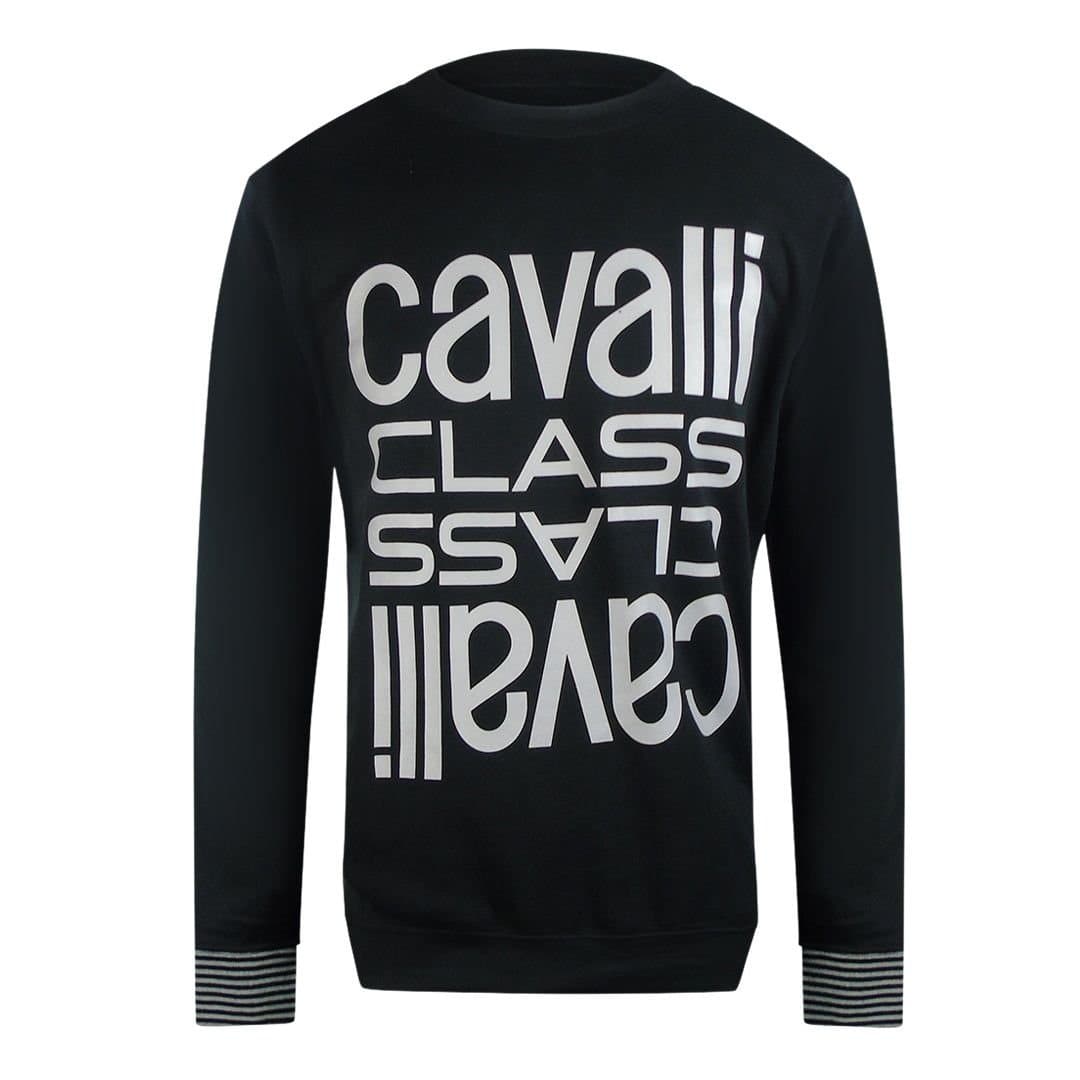 Cavalli Class Cavalli Class Men's Multi Logo Black Sweatshirt