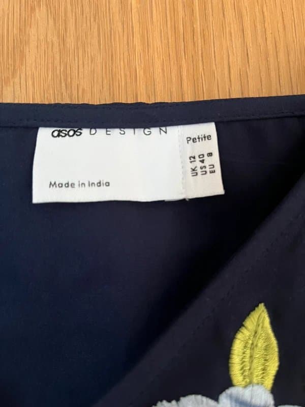 ASOS Design Stunning embroidered navy ASOS dress size 12