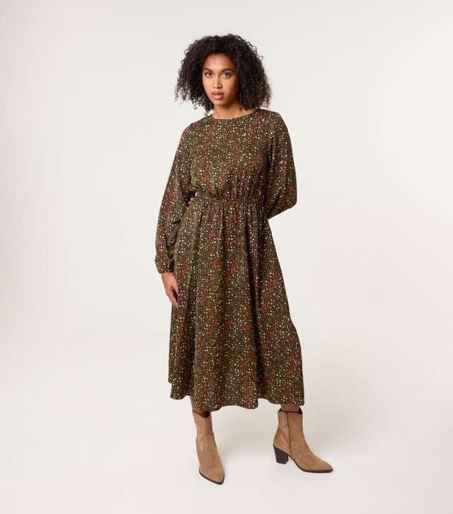 Blue Vanilla Women's Dark Khaki Animal Print Midi Dress Blue Vanilla New Look - 3