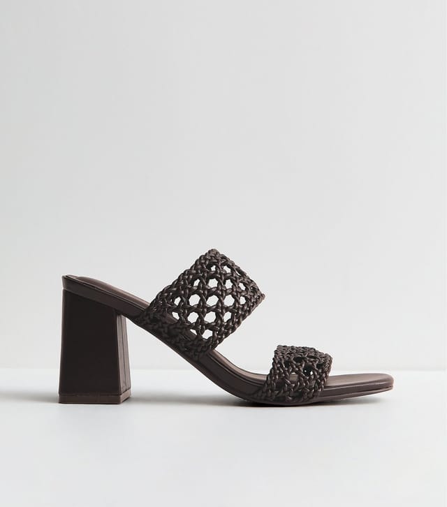 New Look Women's Brown Macrame Strap Block Heel Mules New Look - 2