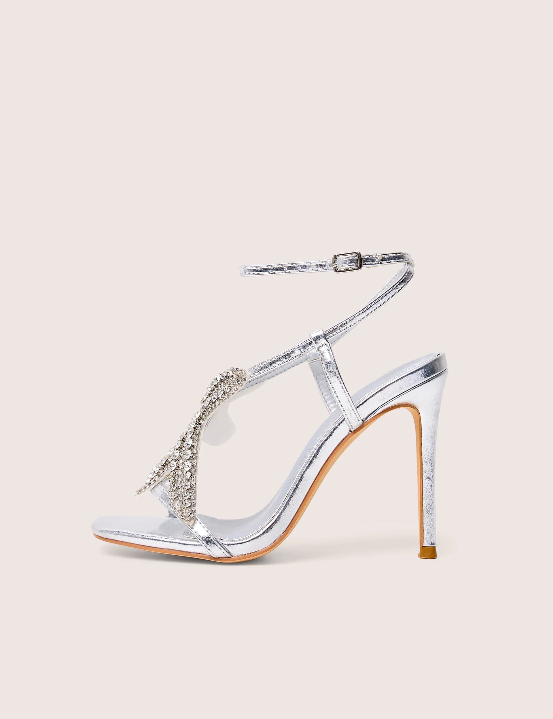 Public Desire Lumi Silver Starfish Detail Tie High Heels