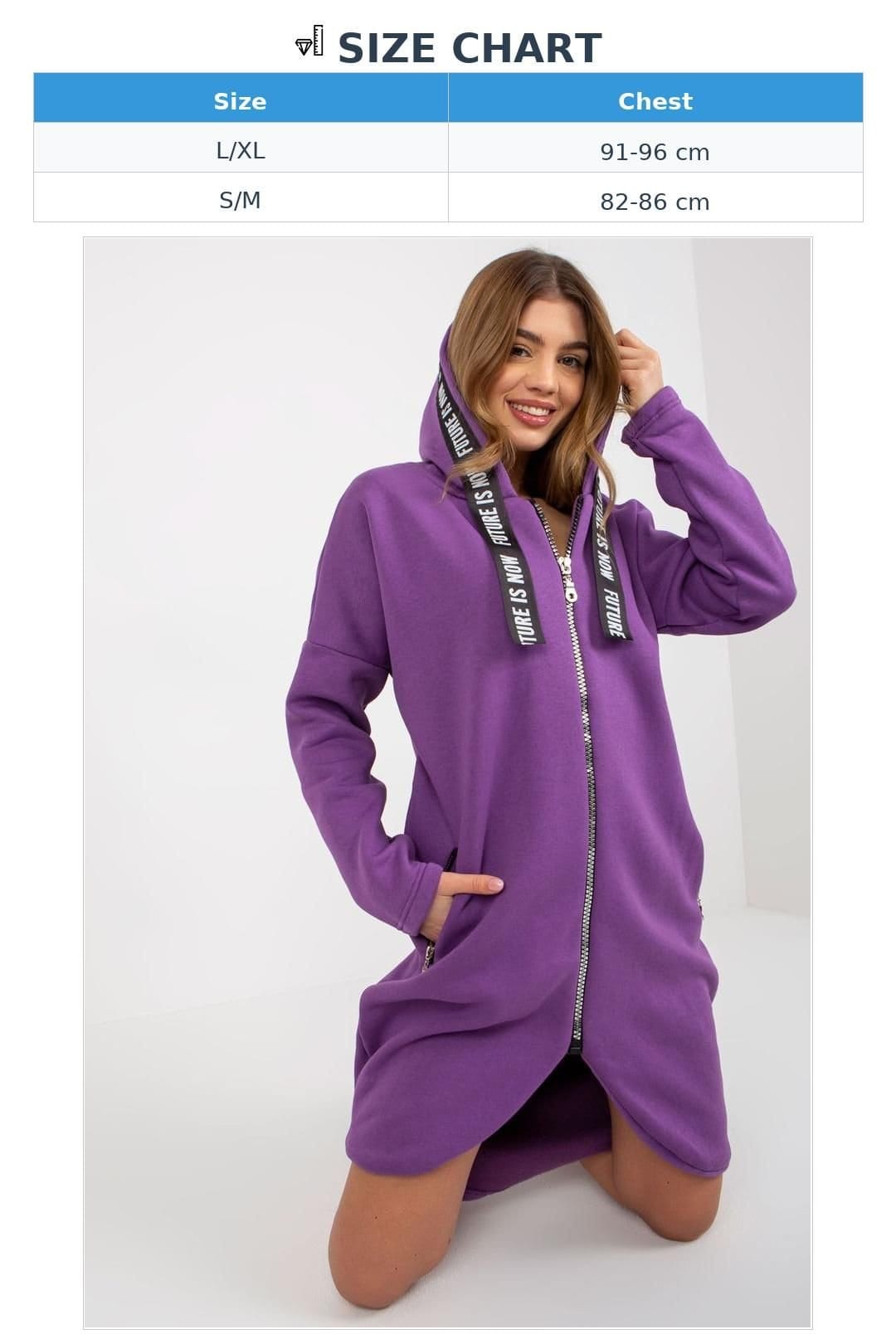 Love Lace Love Lace Women's Zip Front Hooded Long Sleeve Extended Sweatshirt in Violet - 4
