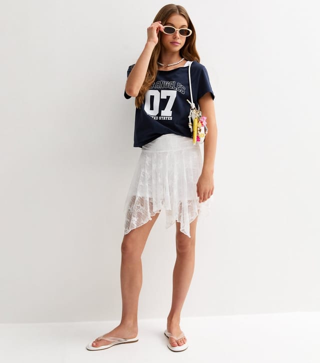 New Look Girls' White Lace Handkerchief Hem Skort New Look - 2