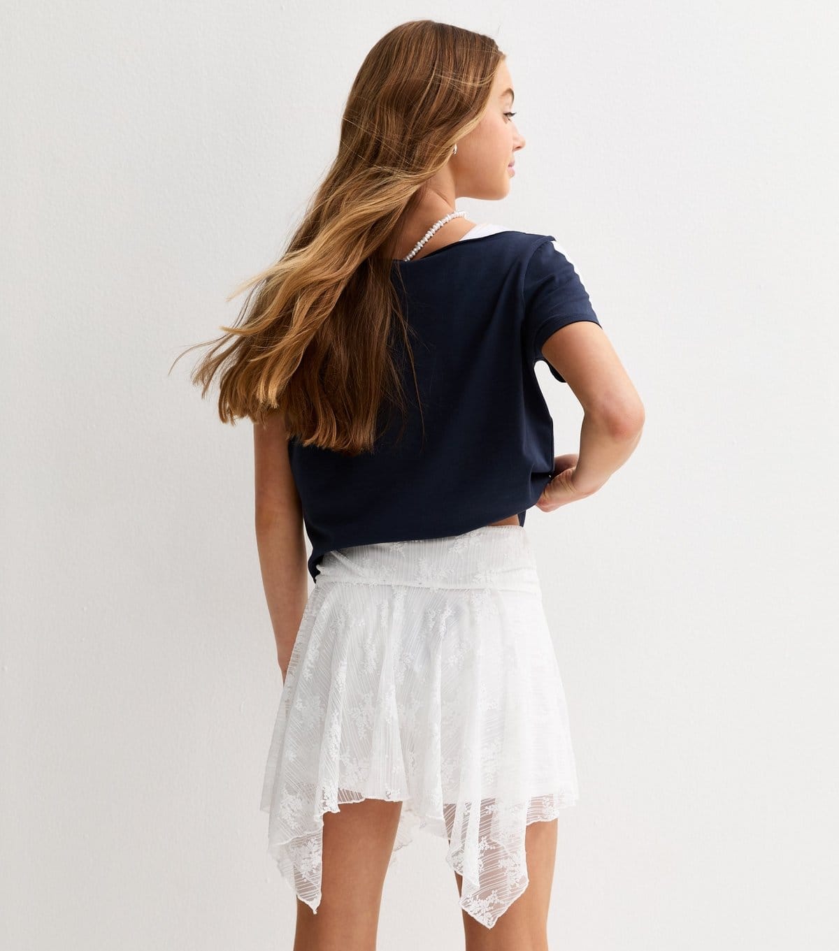New Look Girls' White Lace Handkerchief Hem Skort New Look - 4
