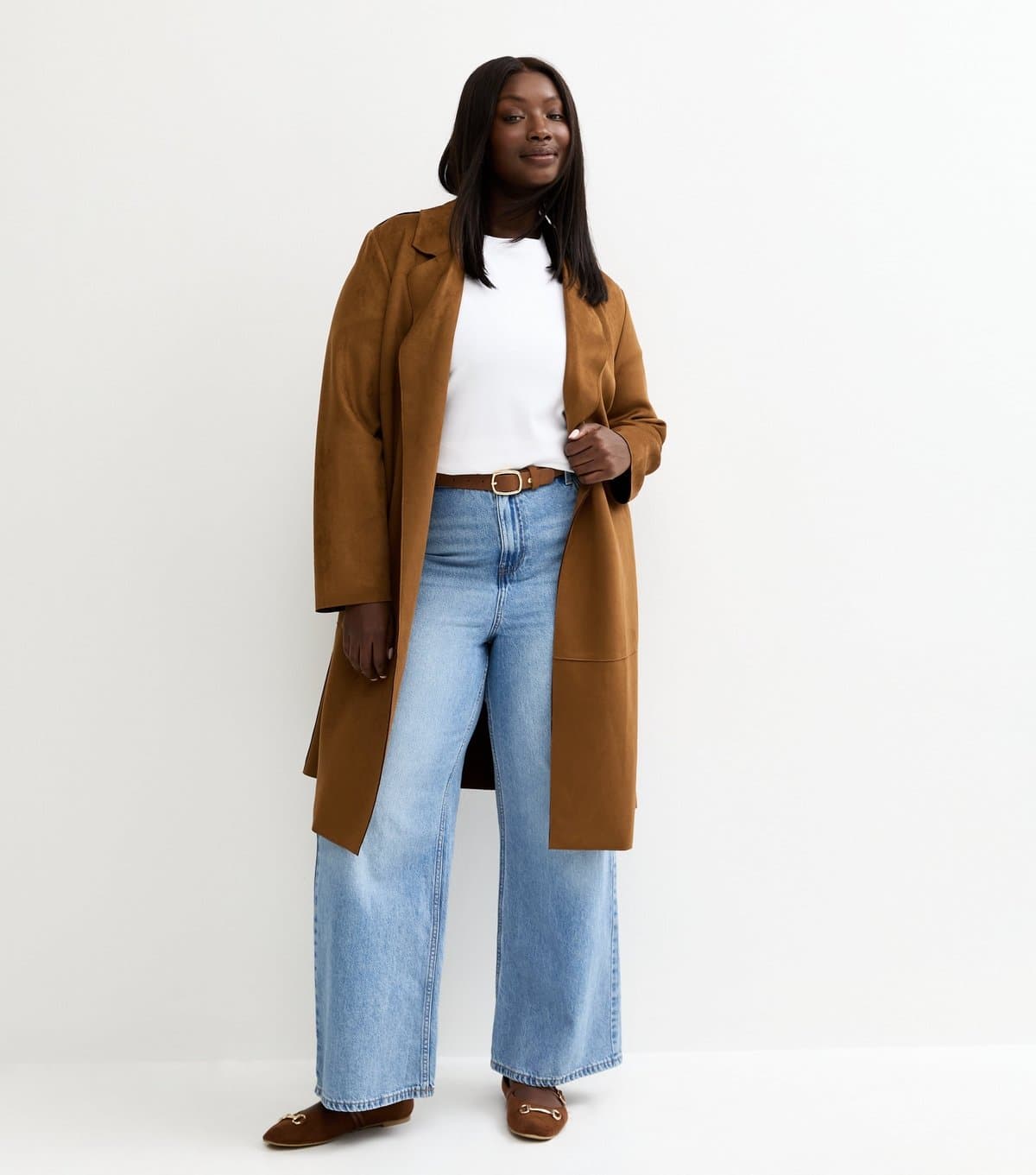 New Look Women's Plus Size Light Blue Wash Adalae High Waist Wide Leg Jeans Curves New Look