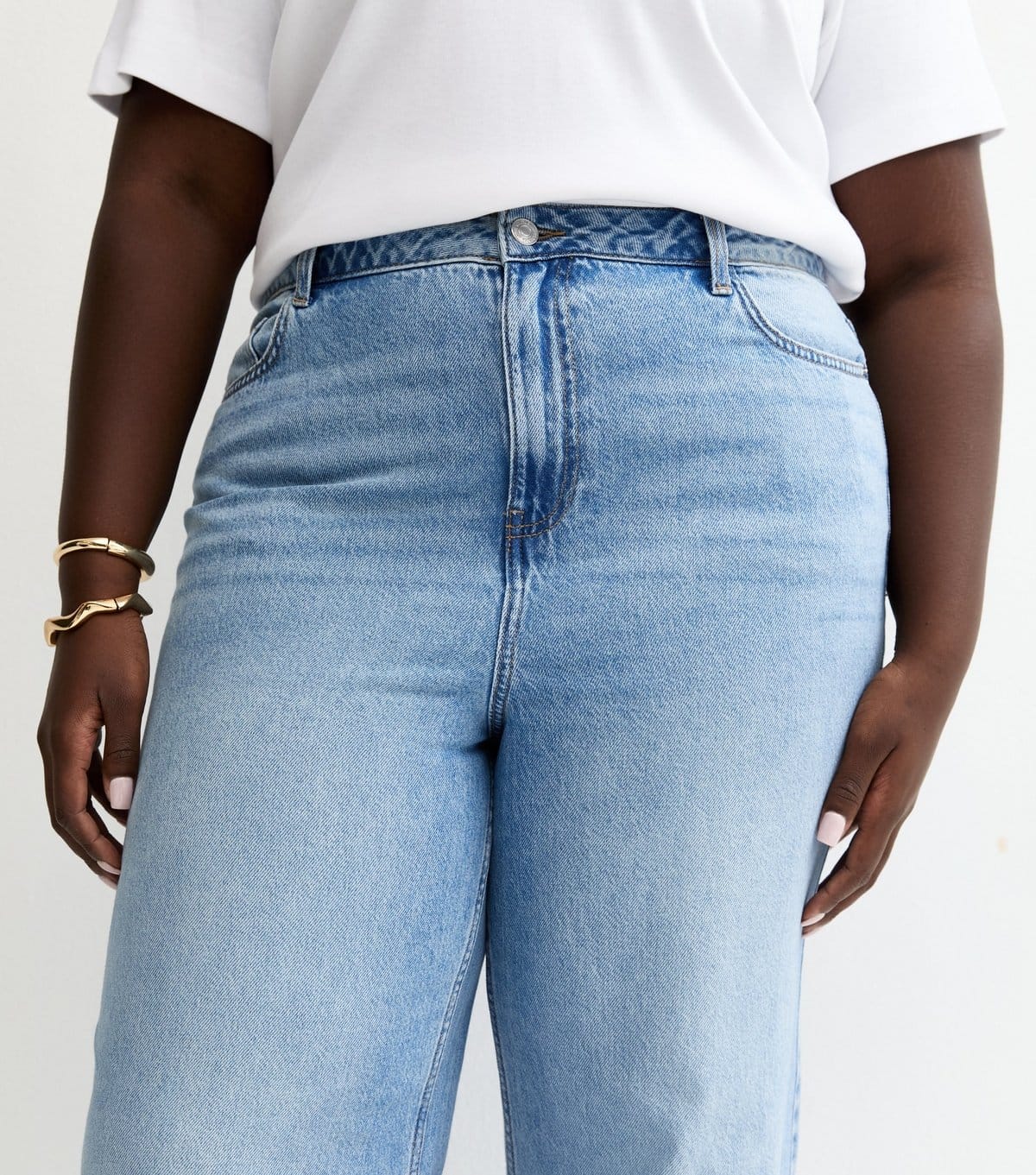 New Look Women's Plus Size Light Blue Wash Adalae High Waist Wide Leg Jeans Curves New Look - 4