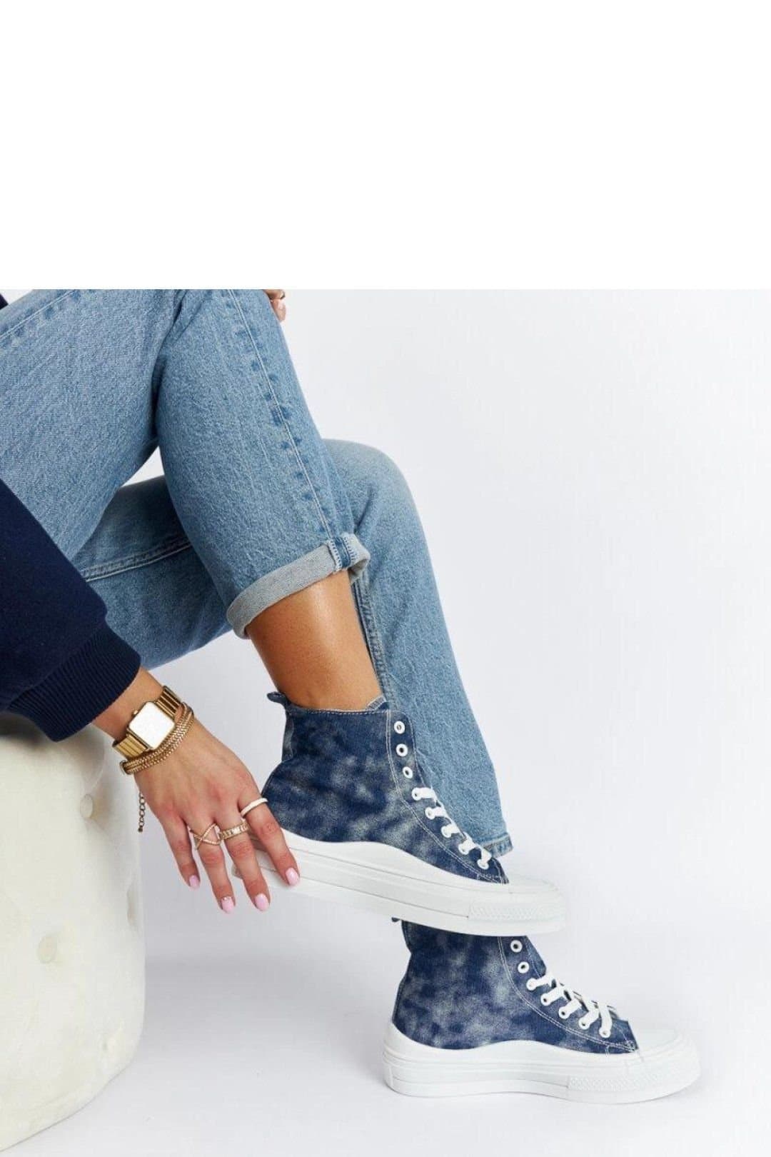 Love Lace Love Lace Women's Vicente Platform Lace Up Sneakers with Sturdy White Sole in Blue
