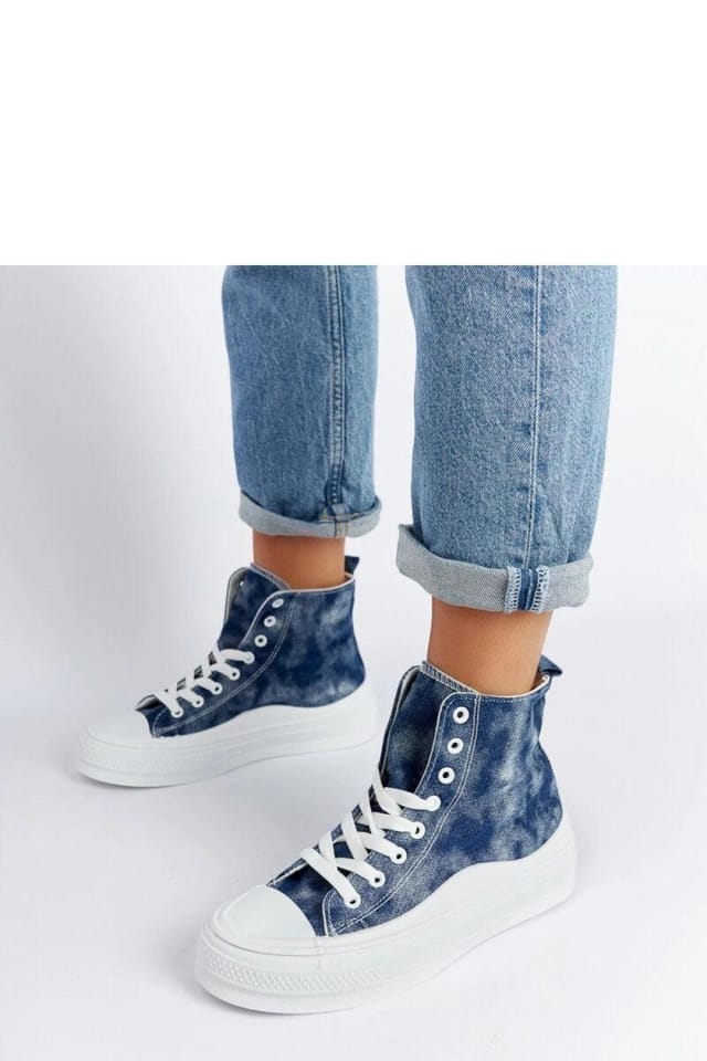 Love Lace Love Lace Women's Vicente Platform Lace Up Sneakers with Sturdy White Sole in Blue - 2