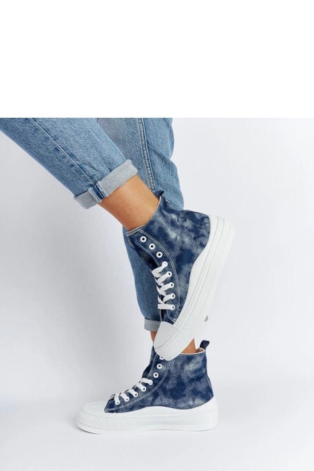 Love Lace Love Lace Women's Vicente Platform Lace Up Sneakers with Sturdy White Sole in Blue - 3