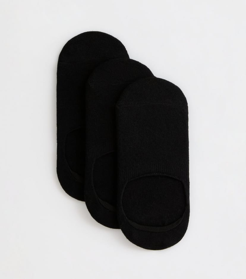 New Look 3 Pack Black Sports Heel-Grip Invisible Socks New Look - 1