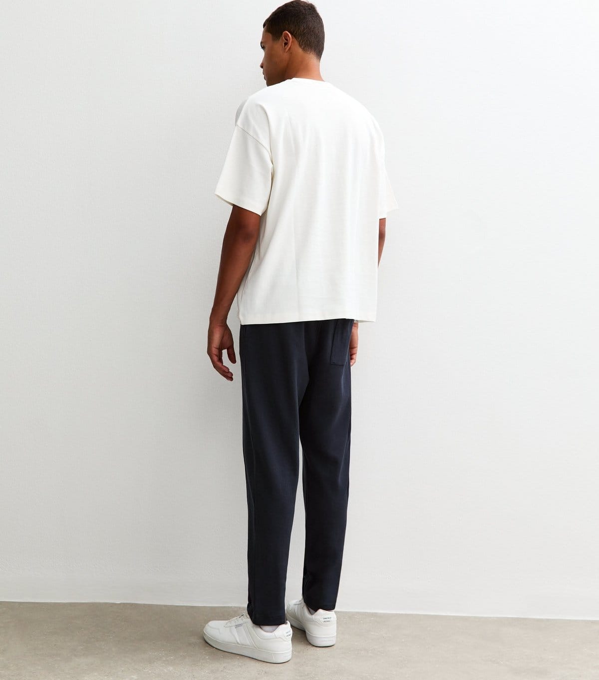 New Look Men's Navy Pique Jersey Pintuck Tapered Leg  Regular Fit Joggers New Look - 4