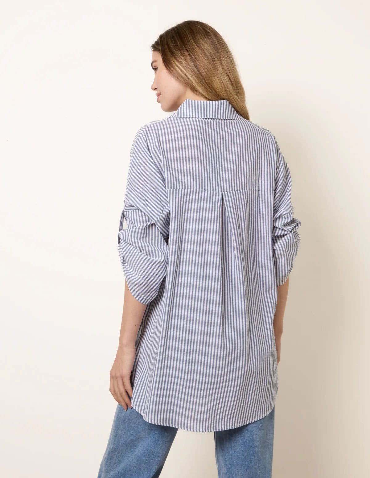 Blue Vanilla Gold Shell Button Front Stripe Shirt - 4