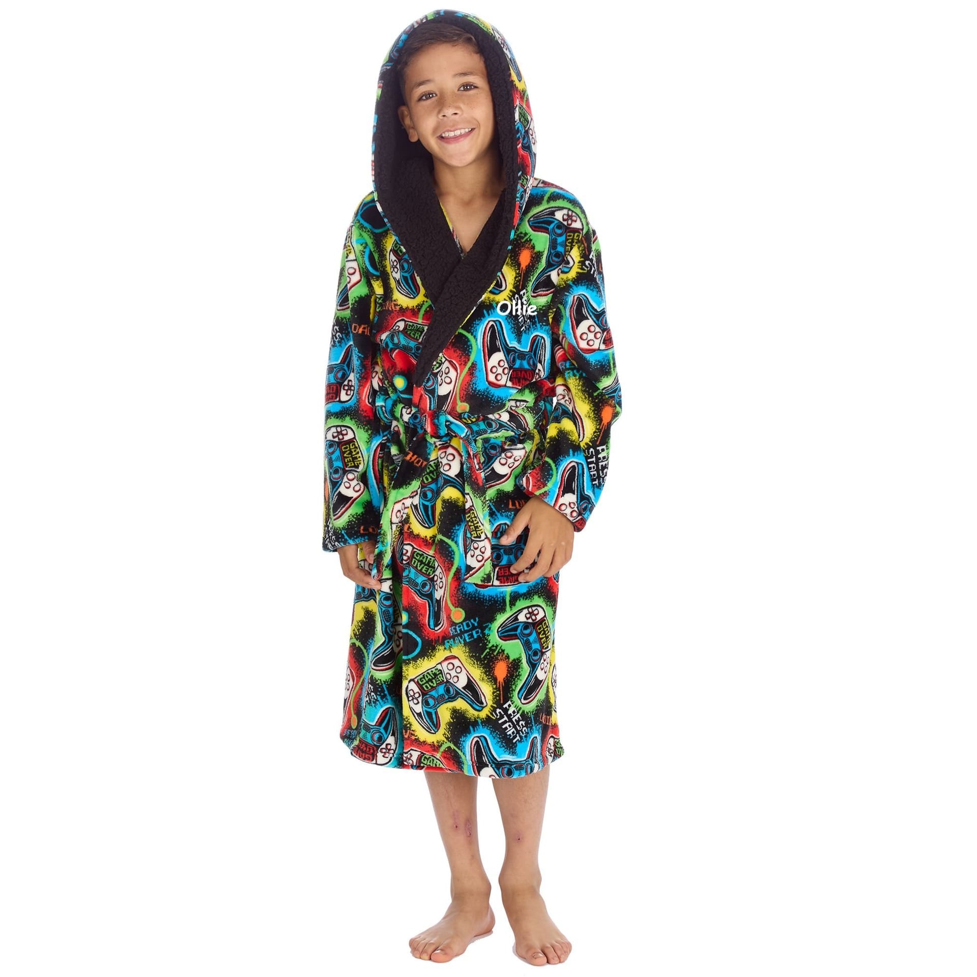 Lulabay Lulabay Men's Personalised Gamer Dressing Gown in Navy - 4