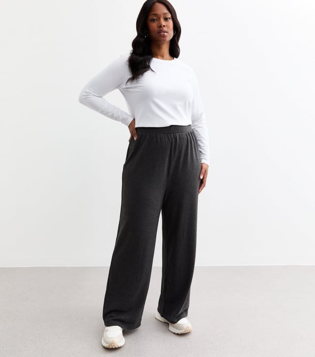 New Look Women's Plus Size Dark Grey Jersey Trousers Curves New Look - 3