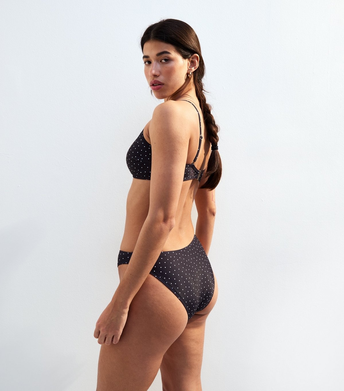 New Look Women's Black Polka Dot Ring Detail Bikini Bottoms New Look - 4