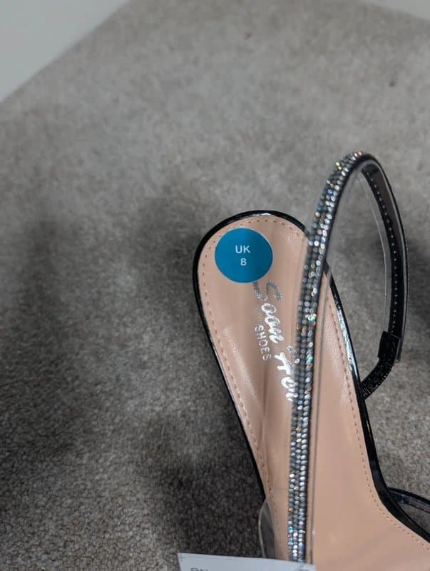 soon her Soon Her Black Crystal Slingback Pointed Toe Heels Size 8 New With Tags