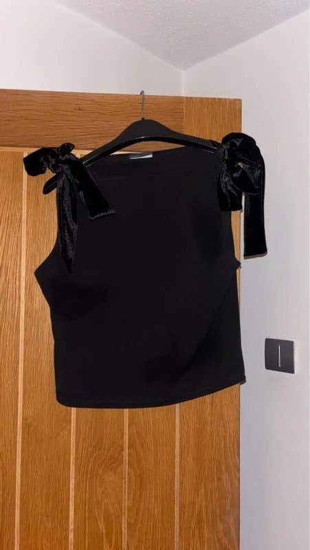 ASOS ASOS velvet bow shoulder top