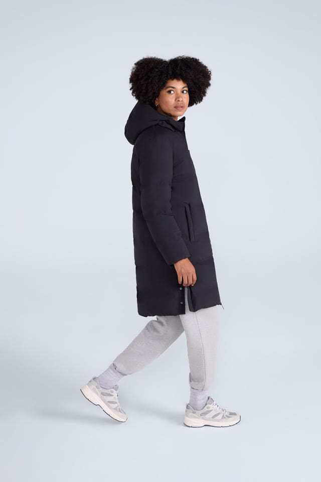 Animal Animal Women's 'Cosi Cloud' Water Resistant Mid Length Warm Hooded Down Filled Coat in Black - 3