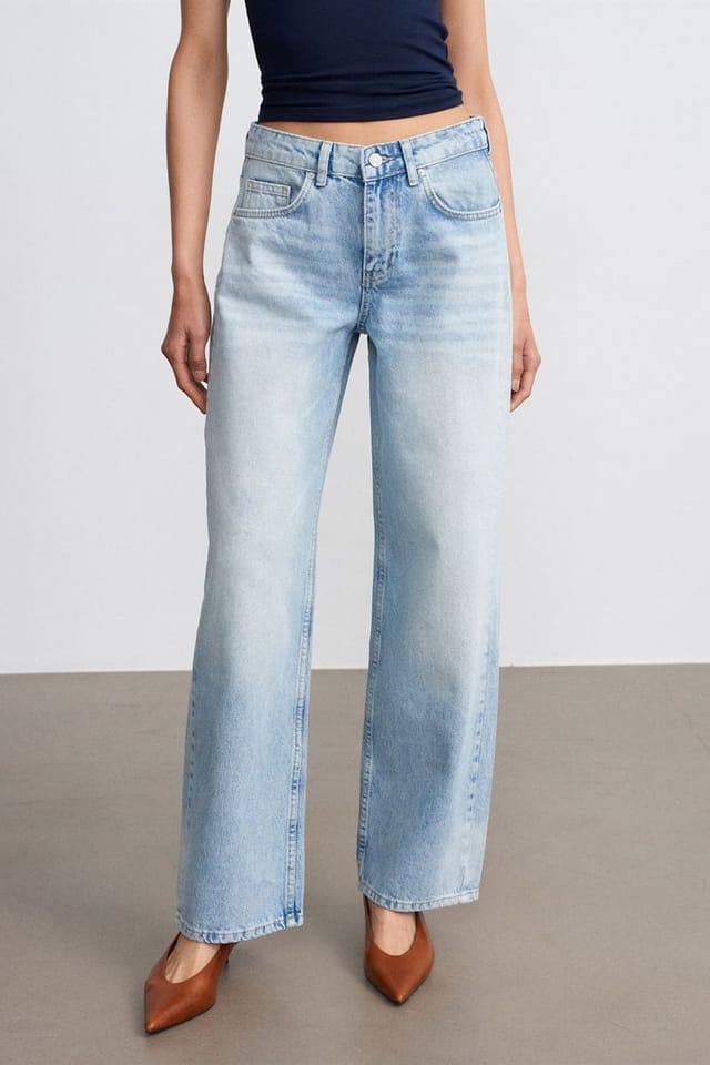 Dilvin Dilvin Women's Low-waist Straight-leg Cotton Denim Jeans in Light Blue - 3