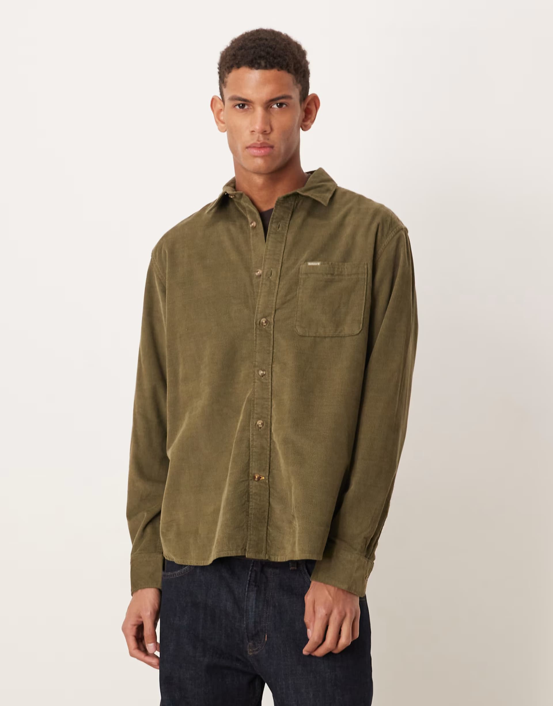 ASOS Barbour Bramside relaxed cord shirt in olive green - MGREEN