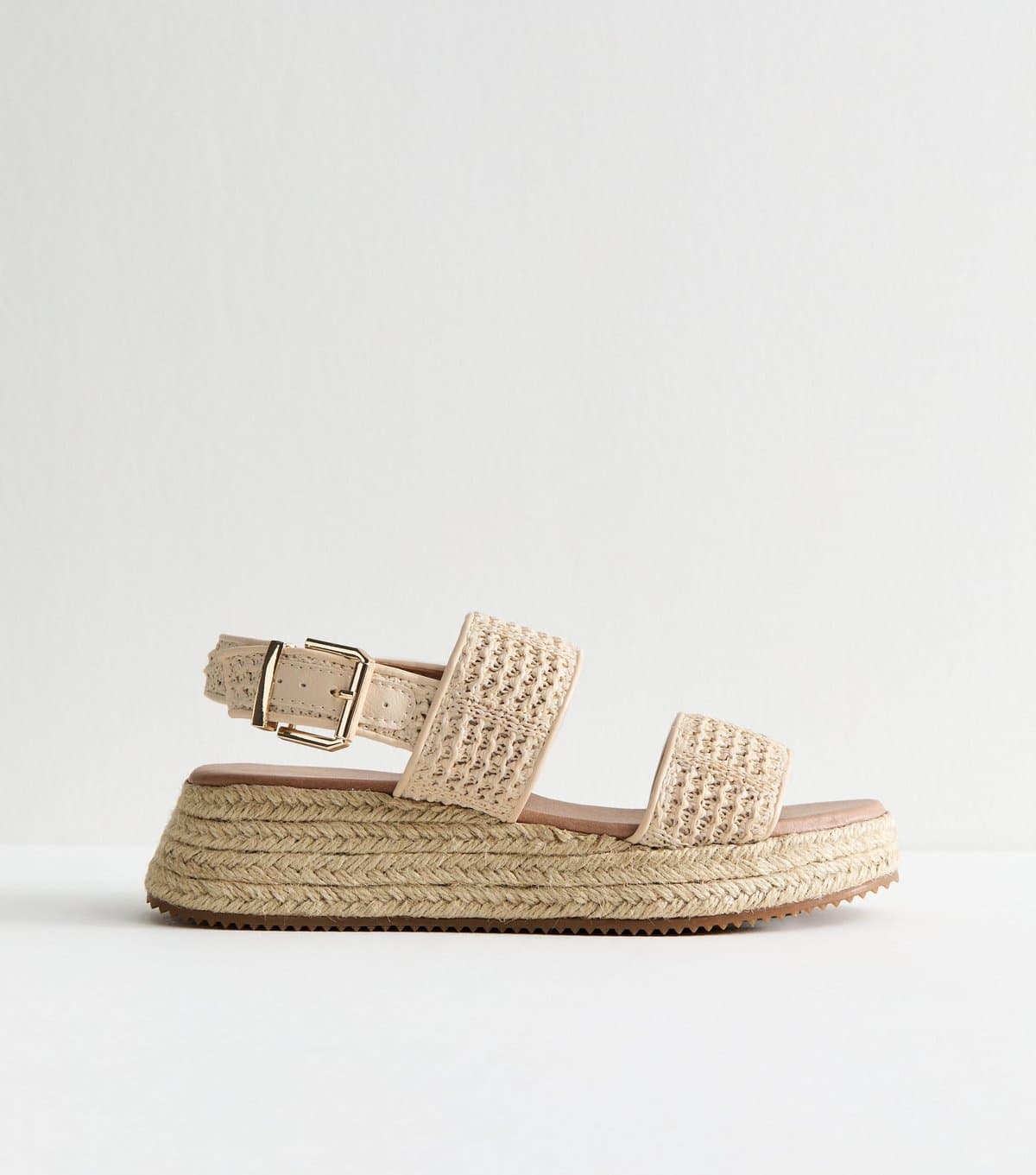 New Look Women's Off White Raffia Look Flatform Sandals New Look
