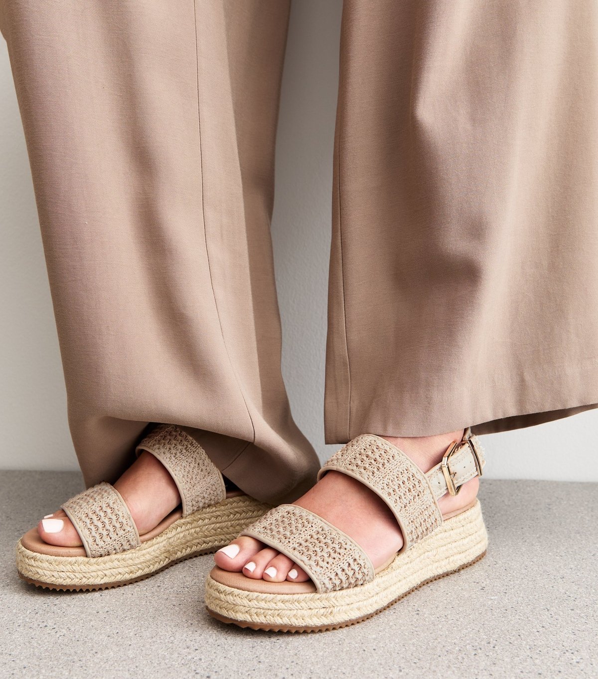 New Look Women's Off White Raffia Look Flatform Sandals New Look - 2