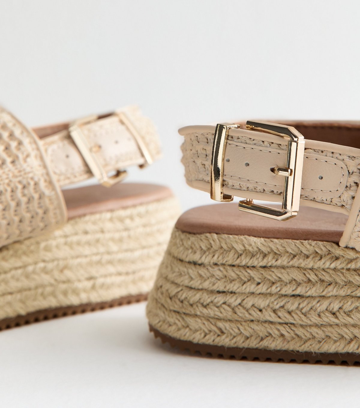 New Look Women's Off White Raffia Look Flatform Sandals New Look - 3