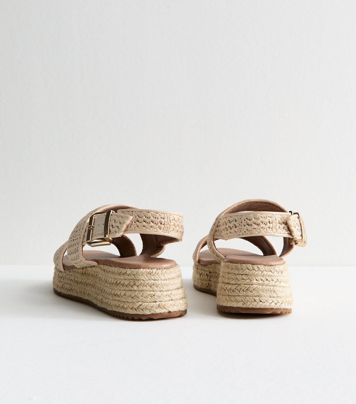 New Look Women's Off White Raffia Look Flatform Sandals New Look - 4