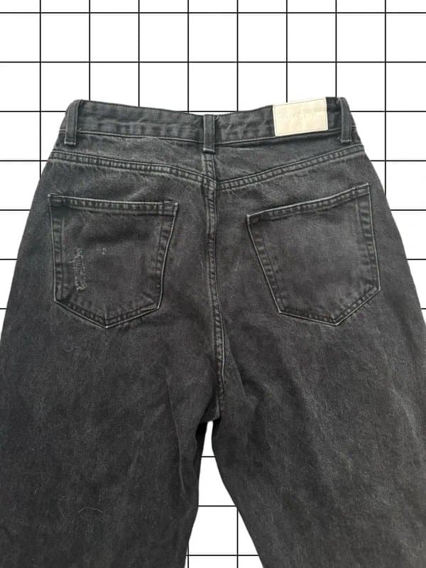 Bershka Black denim 90s fit wide leg distressed jeans, size 6