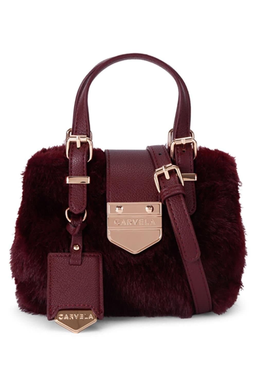 Carvela Carvela Women's 'Maria Micro Fur' Bag in Dark Red