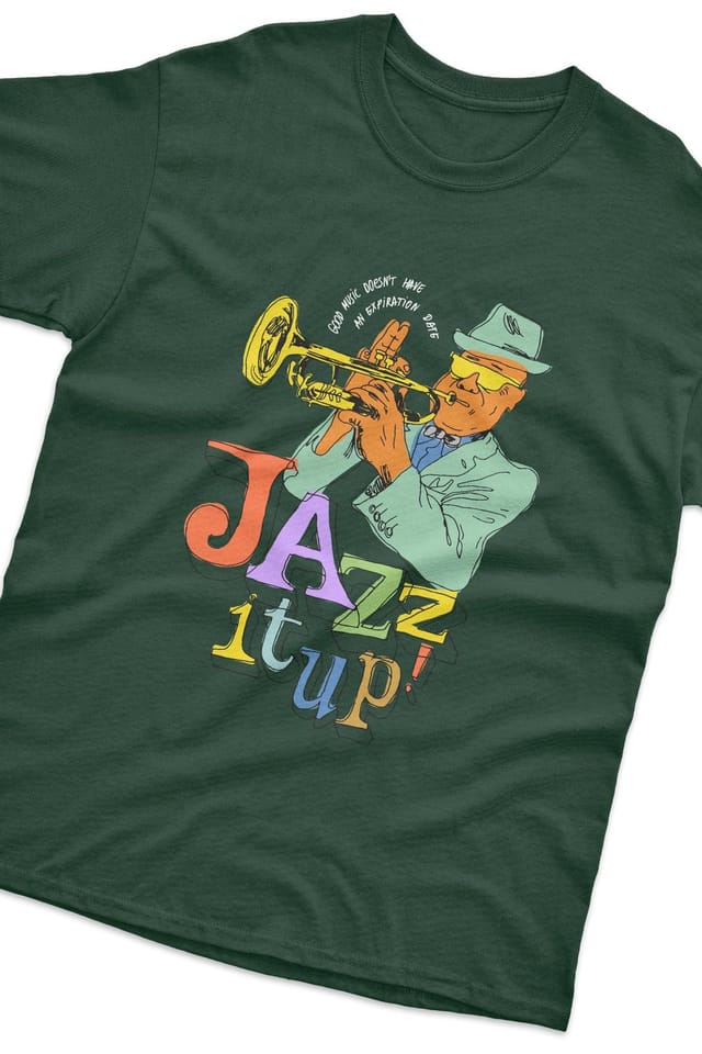 Bad Zebedee Bad Zebedee Men's Jazz It Up T-Shirt in Bottle Green - 2