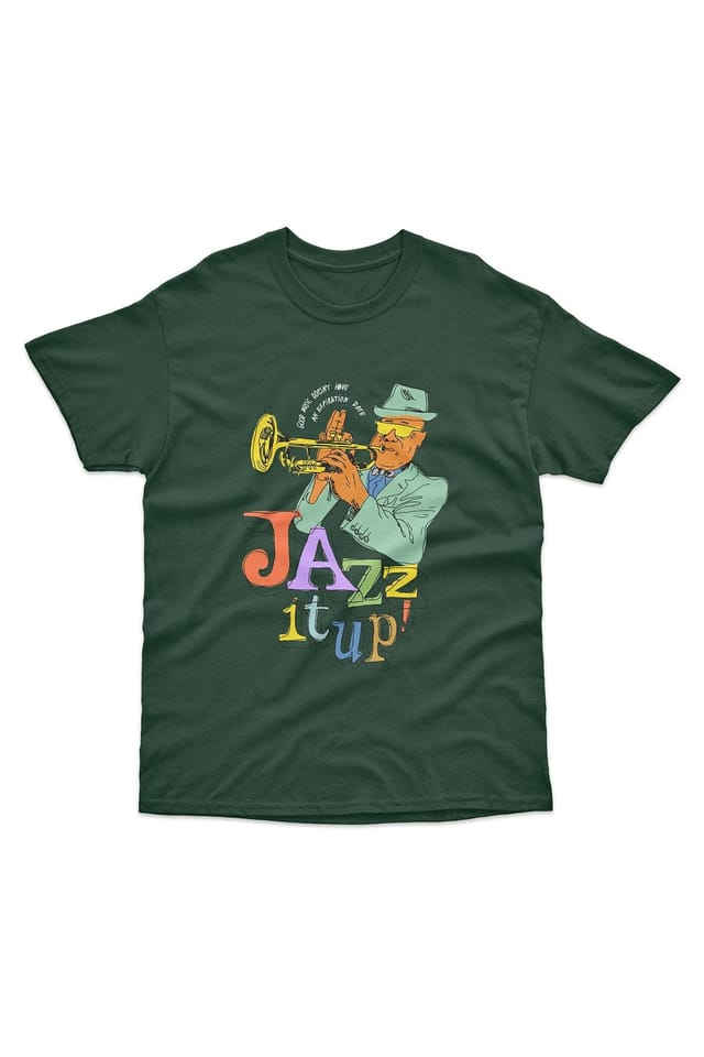 Bad Zebedee Bad Zebedee Men's Jazz It Up T-Shirt in Bottle Green - 3