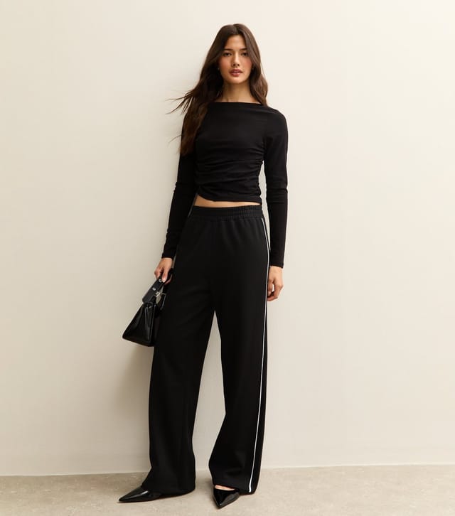 New Look Women's Black Side Stripe Wide Leg Joggers New Look - 2
