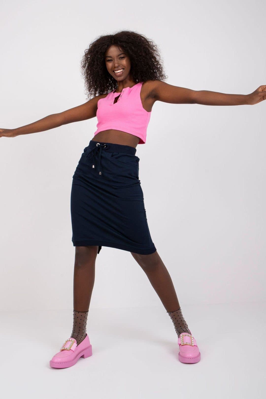 Love Lace Love Lace Navy Sweatshirt Skirt with Slip Pockets