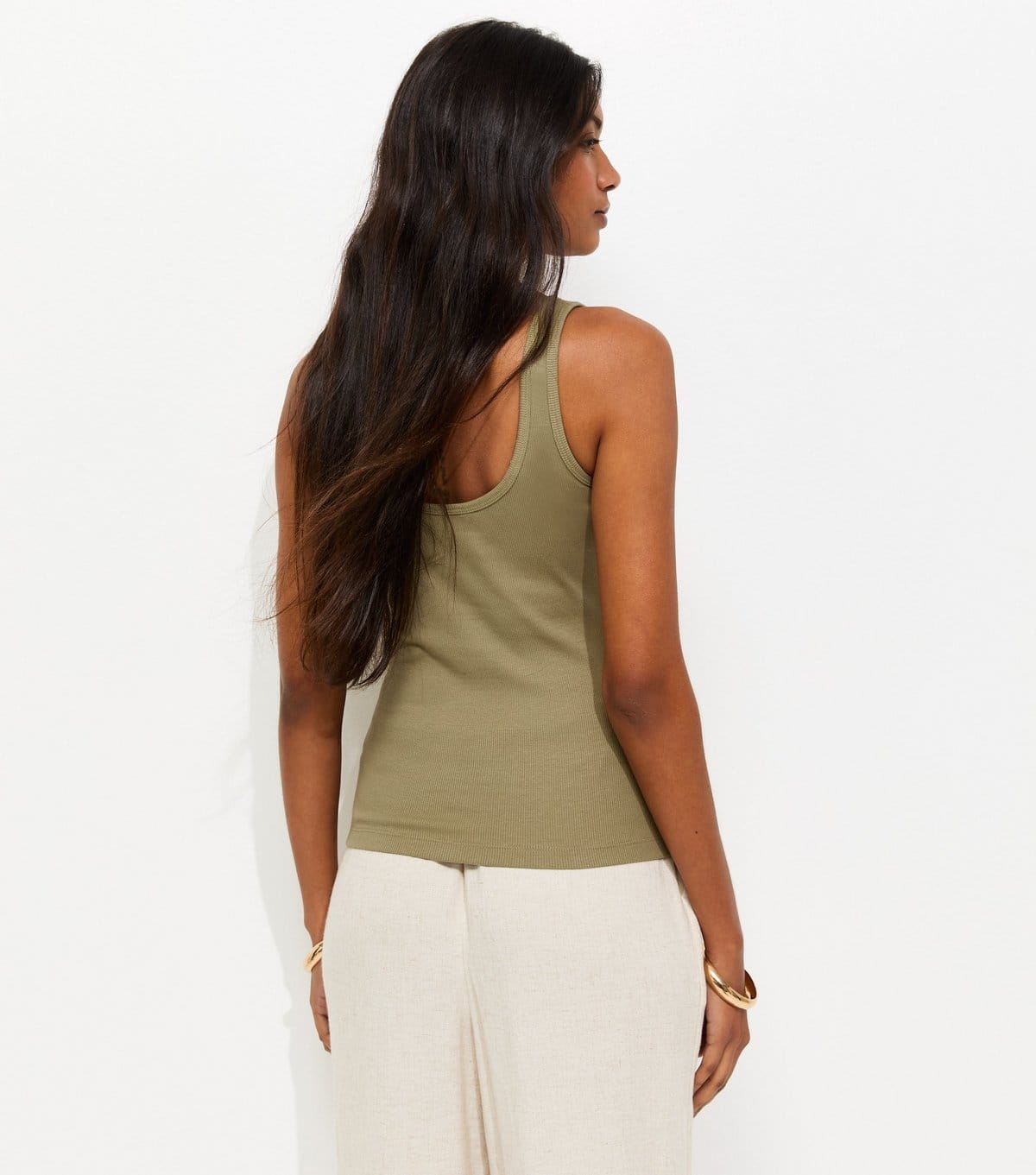 New Look Women's Light Khaki Henley Button Front Vest Top New Look - 4